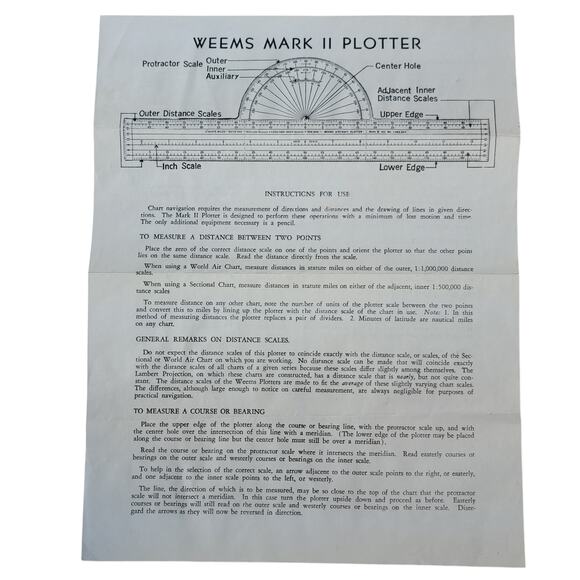 VTG 50s Weems Aircraft Plotter Mark II Instructions Navigation Aeronautical - Picture 4 of 9